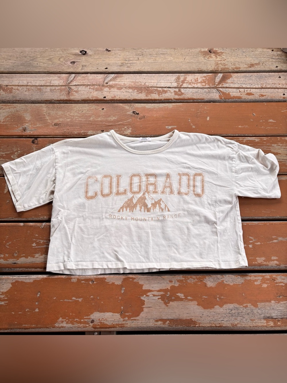 Ardene Colorado Short Sleeve Oversized Crop Shirt - Size Small